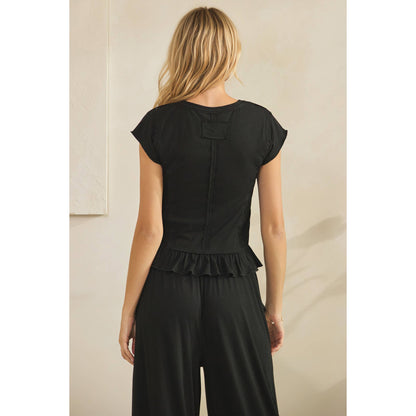 Boho Black Smocked Lounge Set