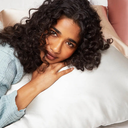 Satin Pillowcase - Ivory: Frizz-free hair protection. Sizes available: Standard, Queen, King.