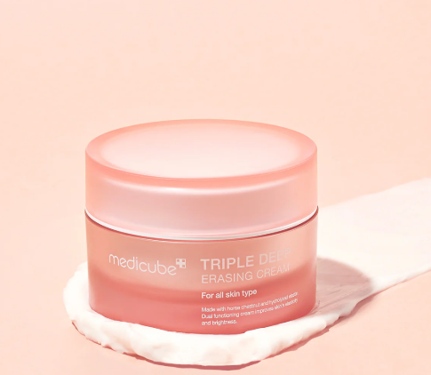 MEDICUBE Triple Collagen Cream in pink jar for all skin types; available in 50ml and 70ml sizes.