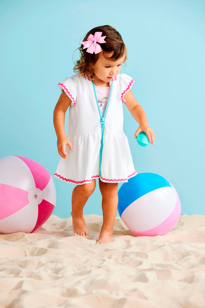 The Toddler Zip Cover-Up is a cozy garment designed for toddlers, featuring a zip-up front. Sizes available: 2T, 3T, 4T, and 5T.