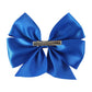 This product is a Royal Blue Satin Bow Hair Clip. The clip is vibrant and has a smooth finish, providing an elegant look. It includes a metal clasp at the back to easily attach it to your hair. Perfect as the finishing touch to any outfit. Available in one size only.