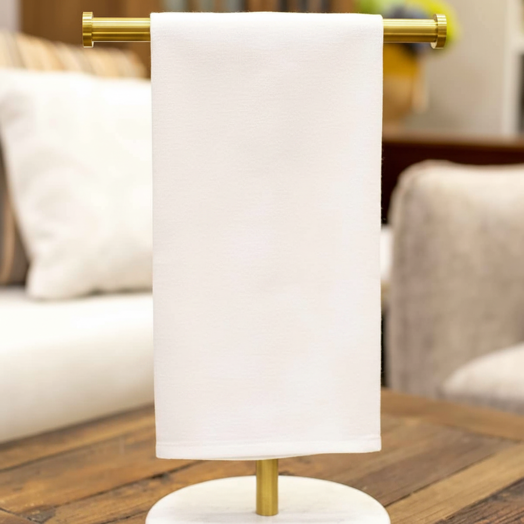 White Peace On Earth hand towel.