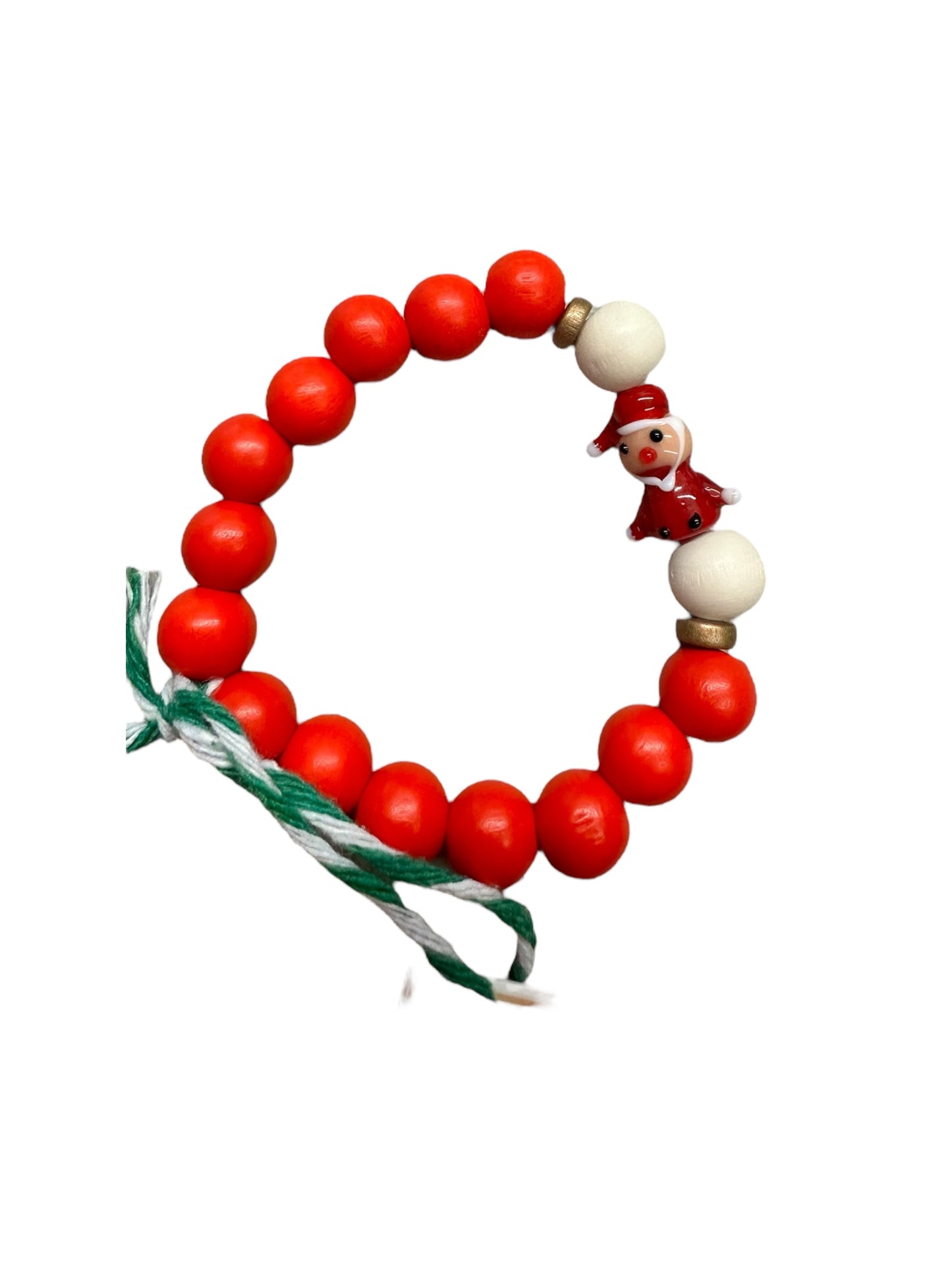 Holiday Beaded Bracelet with Glass Figurine