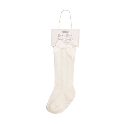 Pointelle Bow Knee Socks