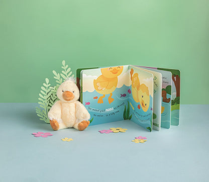 The Little Duckling Book & Plush Set includes a small yellow duck plush and a board book. Sizes available: one size.