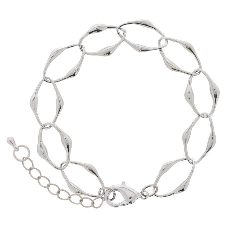 Make Mine Golden! 18K White Gold Plated Abstract Link Chain Bracelet