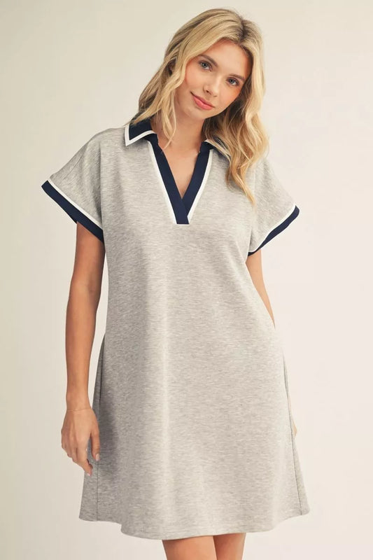 Heather Gray Solid Contrast Accent Dress