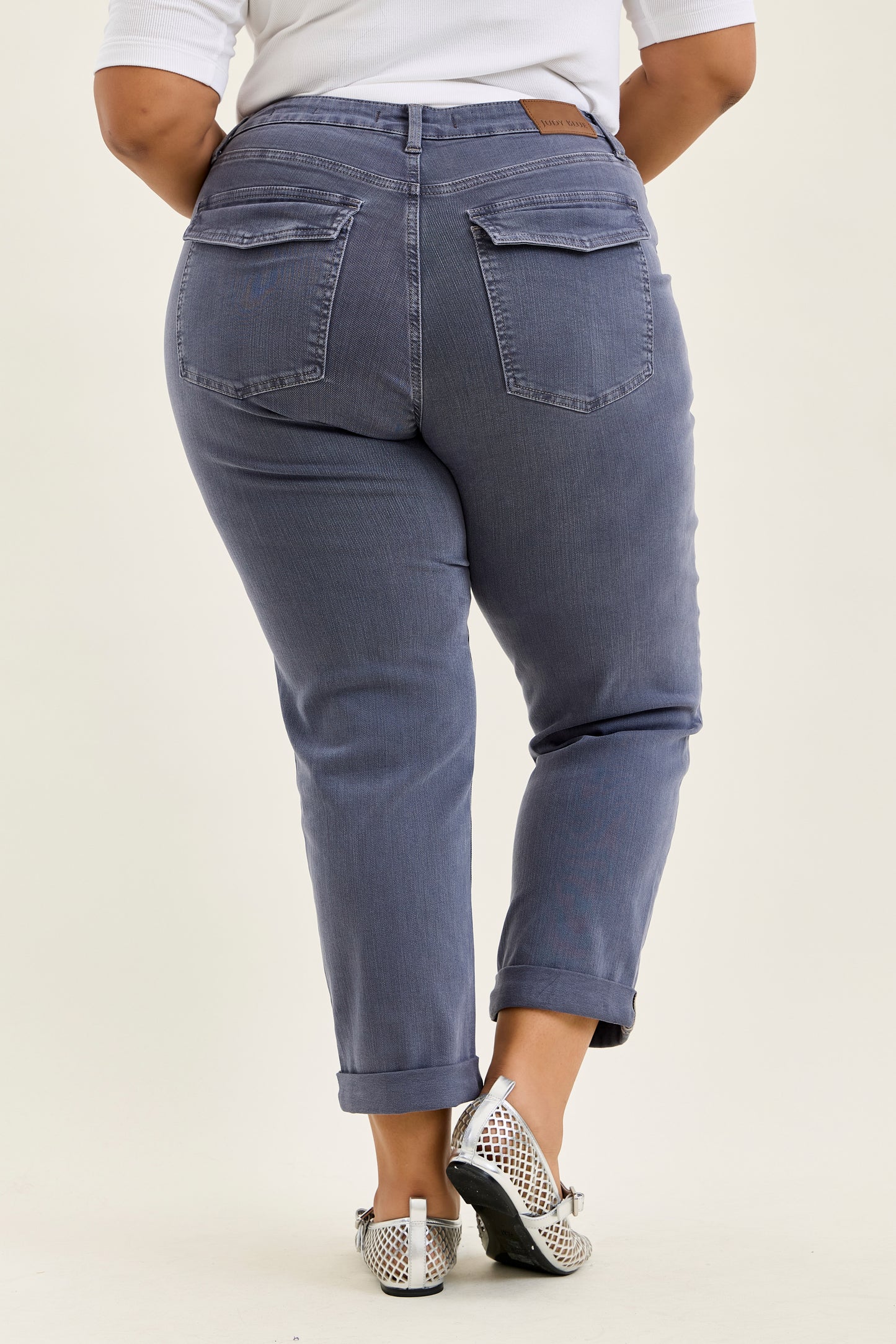 Judy Blue Aurora Weekender Vintage Indigo Jeans, slim straight fit; available in sizes 0-24.