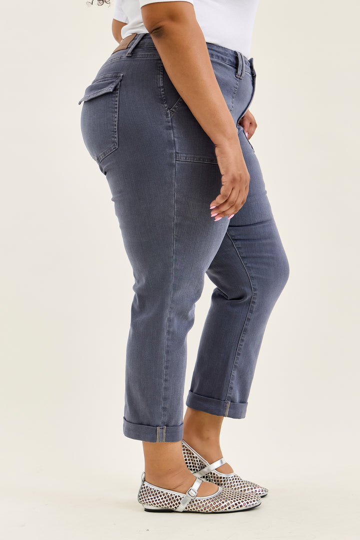 Judy Blue Aurora Weekender Vintage Indigo Jeans, slim straight-leg fit. Available in sizes 0-24W.