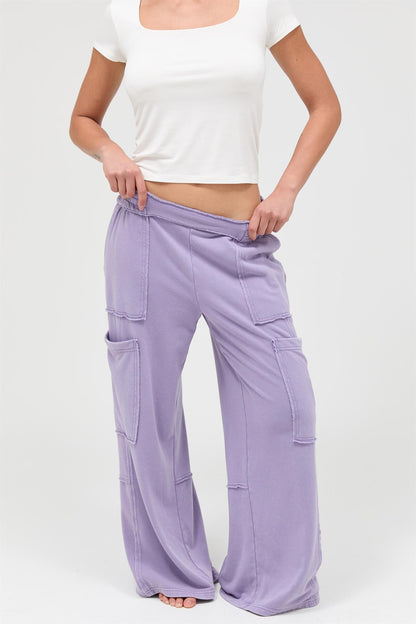 Mineral Wash Wide Leg Cargo Pants | 4 Colors