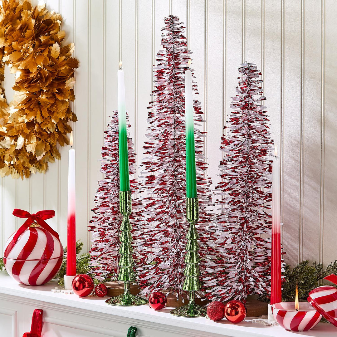 Two white-to-green gradient Sugar Cookie Ornament Candles.