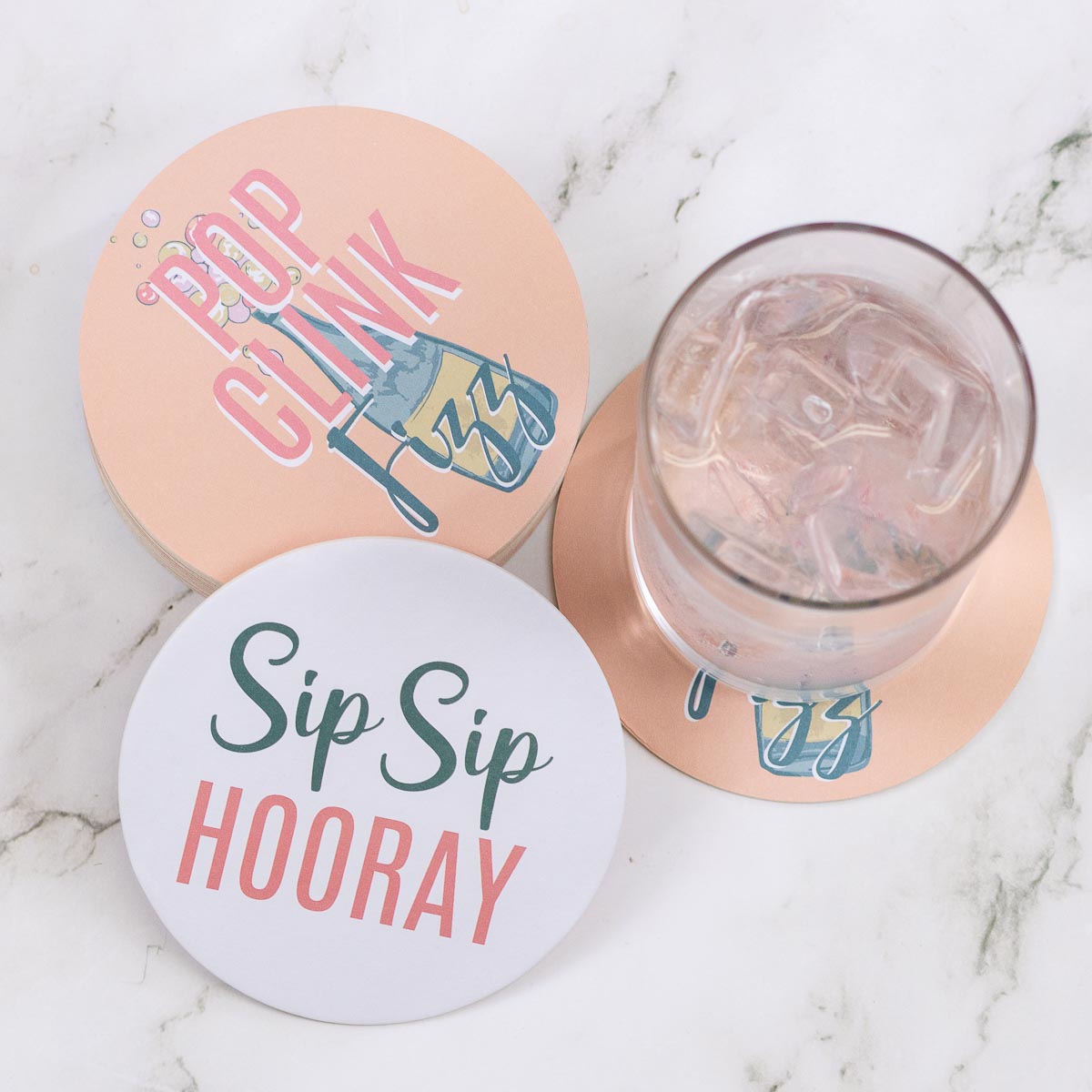 Champagne Reversible Paper Coasters