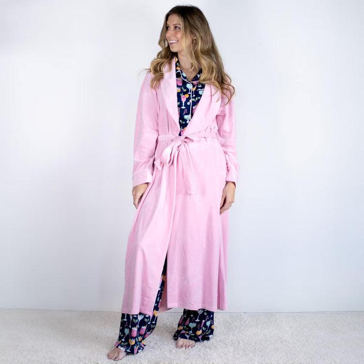 Classic Harbin Robe in Pink; available in sizes XS-XL.