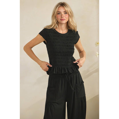 Boho Black Smocked Lounge Set