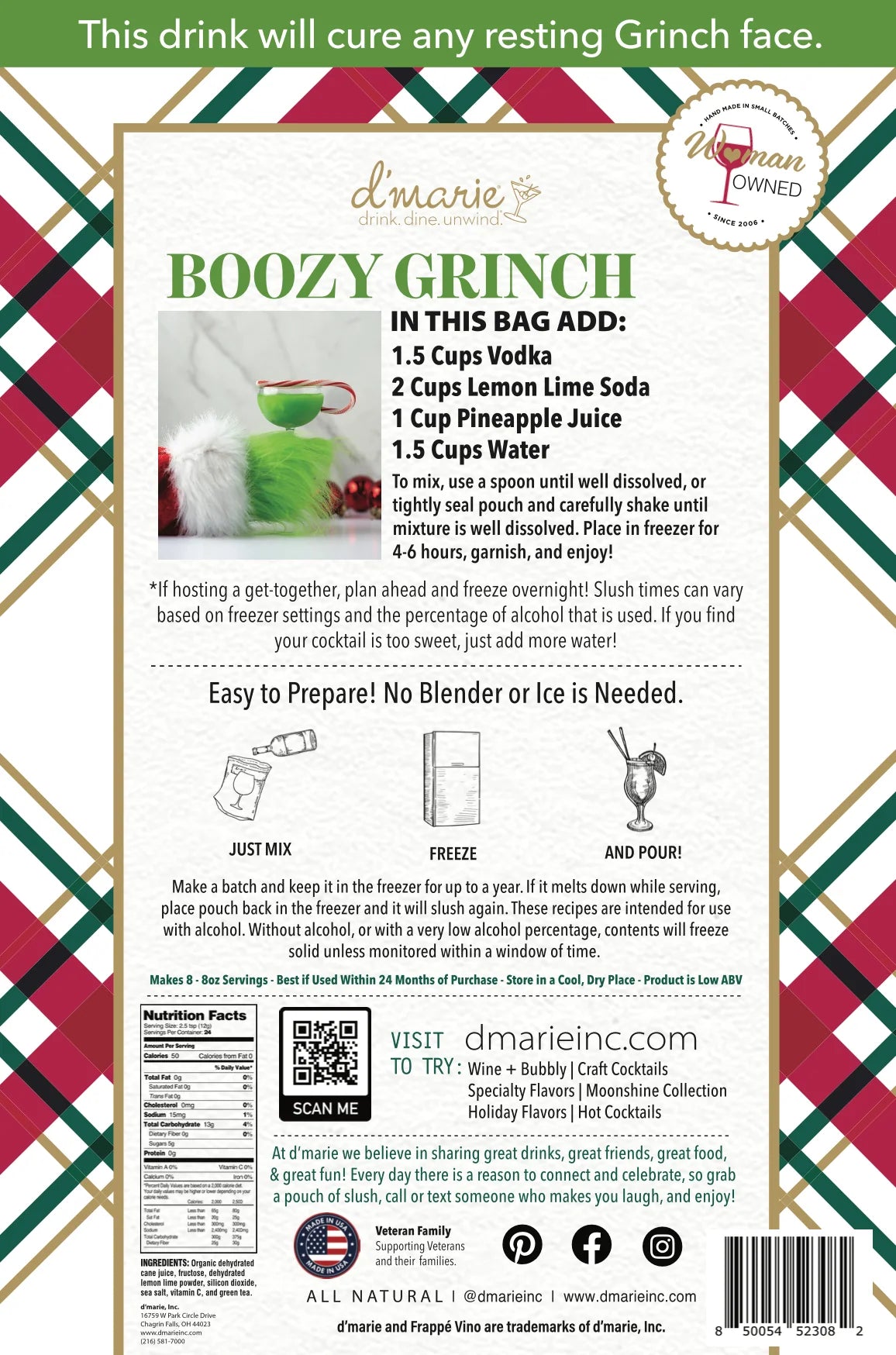 Boozy Grinch 10 oz. | d'marie Drink Mixes