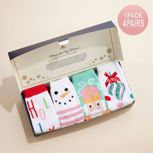 4Pairs -Snowman Holly Christmas Gift Socks 
: Assorted