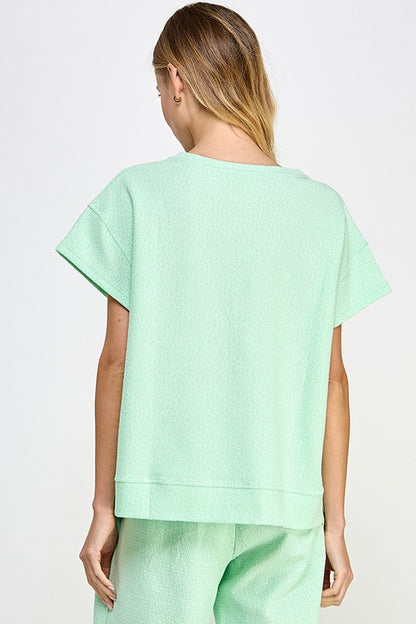 Metallic Textured Short Sleeve Set
