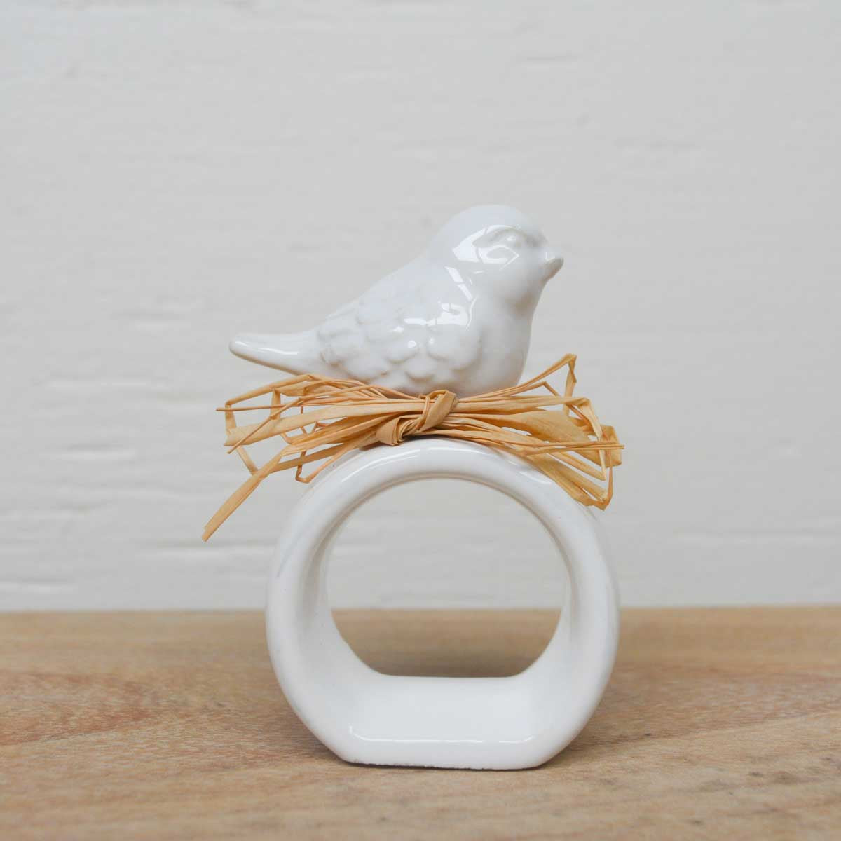 Bird Napkin Ring White