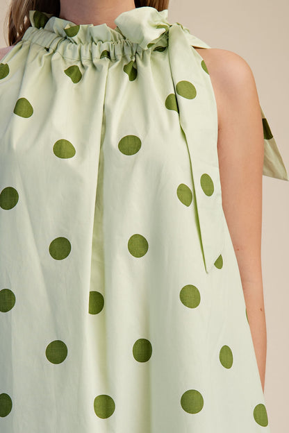 Dottie Sage Tie-Neck Midi Dress