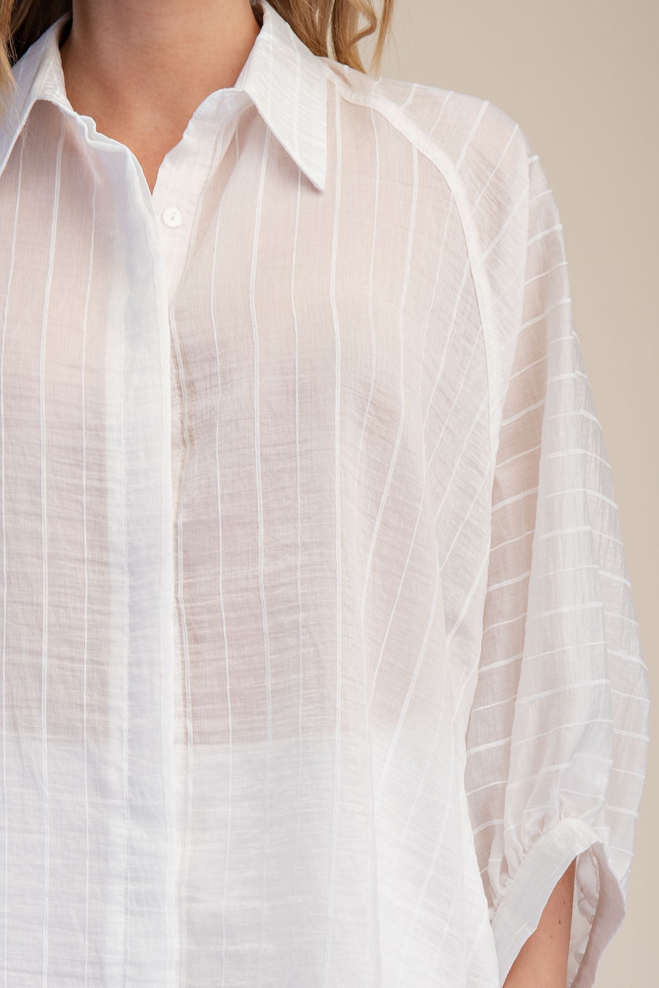 White Stripe Button Front Shirt