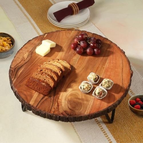 Round Bark Edge Cake Plate
