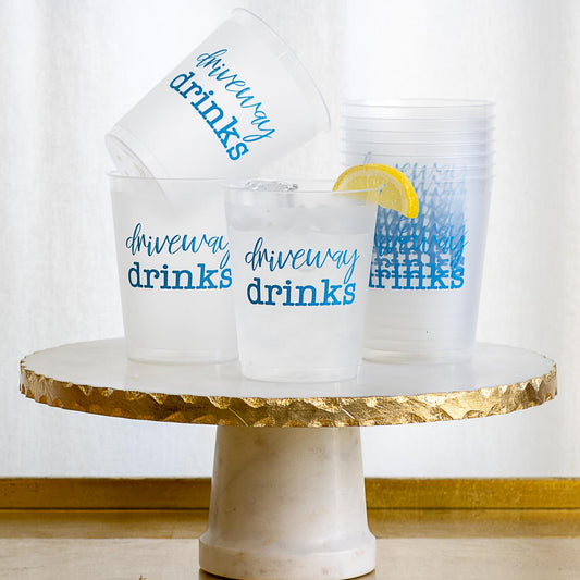 These popular frosted 8 ounce cups has driveway drinks and blue comes in a set of 10