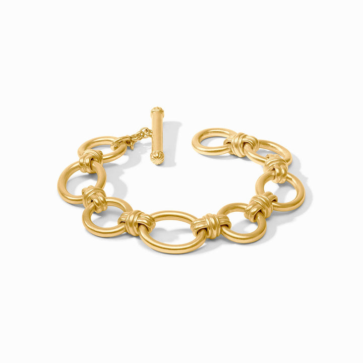 Portofino Link Bracelet by Julie Vos: 24K gold plate, circular interlocking rings, toggle clasp. Sizes available.