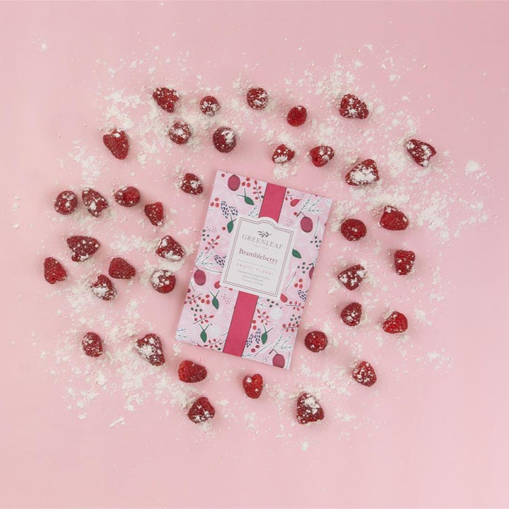 Brambleberry Large Sachet with floral and berry illustrations.