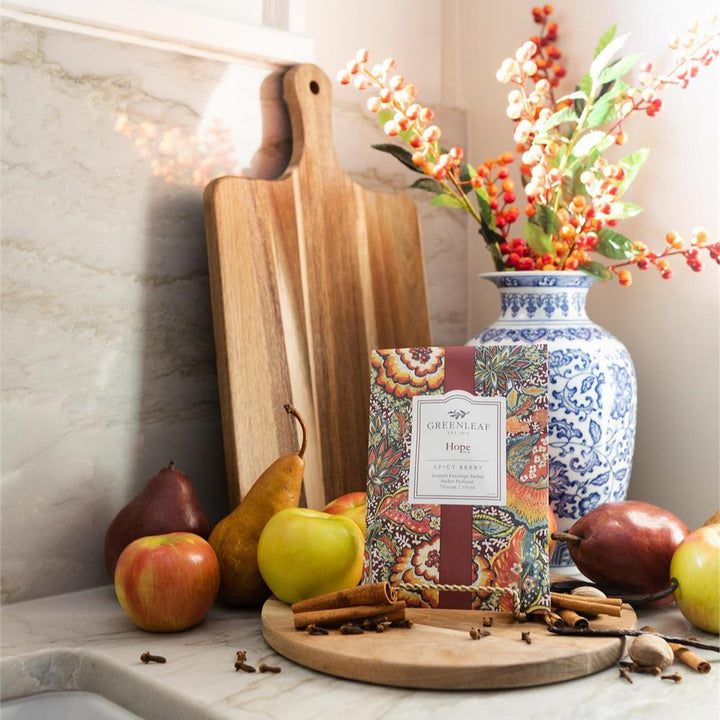 Hope Sachet provides a cozy fall fragrance. Available sizes: small, medium, large.