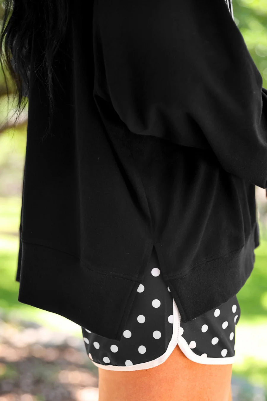 Black Game Day French Terry Pullover available in sizes XS-XL.
