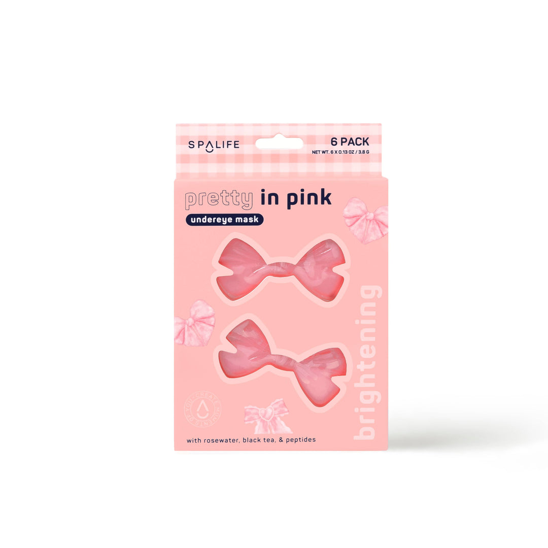 Pretty in Pink! Brightening Undereye Masks, pack of 8, with rosewater, black tea & peptides. Size: 8 pairs per box.