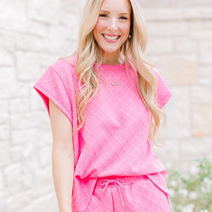 Pink colored Claire set, top and bottoms. 