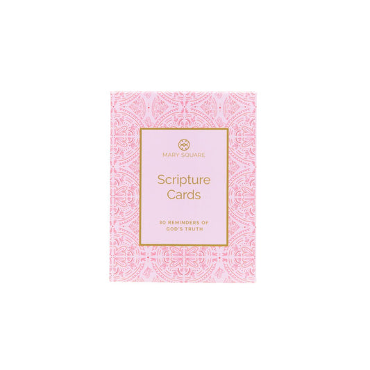 The Scripture Card Deck features 30 magnetic cards with inspirational messages, packaged in a pink decorative box with a gold-outlined label.