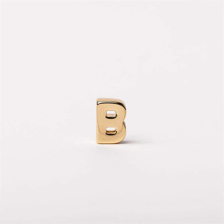Gold metallic "B" charm, customizable for Luxe Charm Necklace Bar. Available sizes: 10mm, 15mm, 20mm.