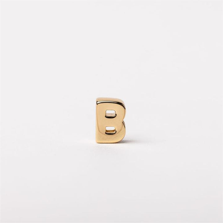 Gold metallic "B" charm, customizable for Luxe Charm Necklace Bar. Available sizes: 10mm, 15mm, 20mm.