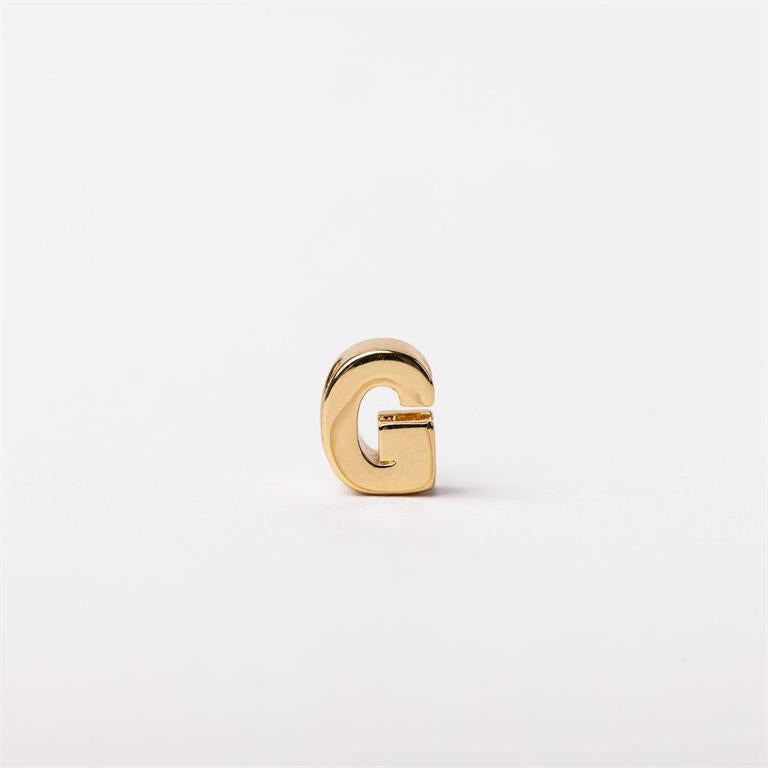 Small gold metallic "G" charm, Luxe Charm Necklace Bar. Available in mini (6mm) and standard (10mm) sizes.