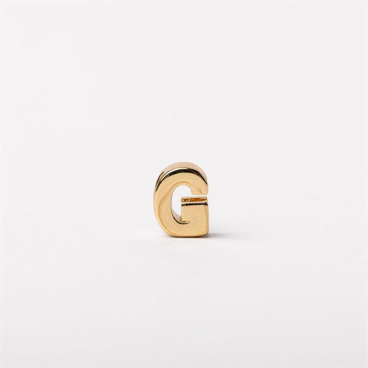 Small gold metallic "G" charm, Luxe Charm Necklace Bar. Available in mini (6mm) and standard (10mm) sizes.