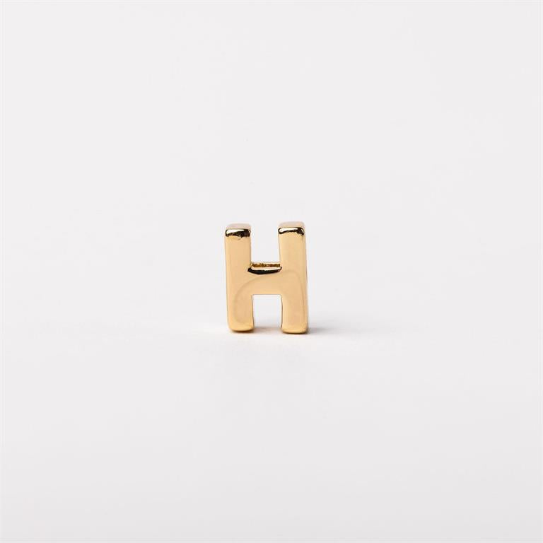 Small shiny gold letter "H" charm, available in multiple sizes, for Luxe Charm Necklace Bar.