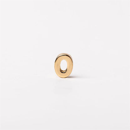 Small gold metallic "O" charm. Available sizes: 8mm and 10mm.