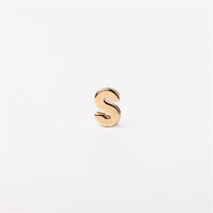 Small gold metallic letter "S" charm; available in multiple sizes. Customizable for necklaces.