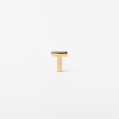 Small gold metallic letter "T" charm for necklaces. Available in multiple sizes.