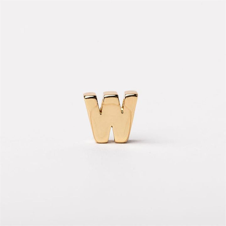 Shiny gold letter "W" charm. Available in small and large sizes.