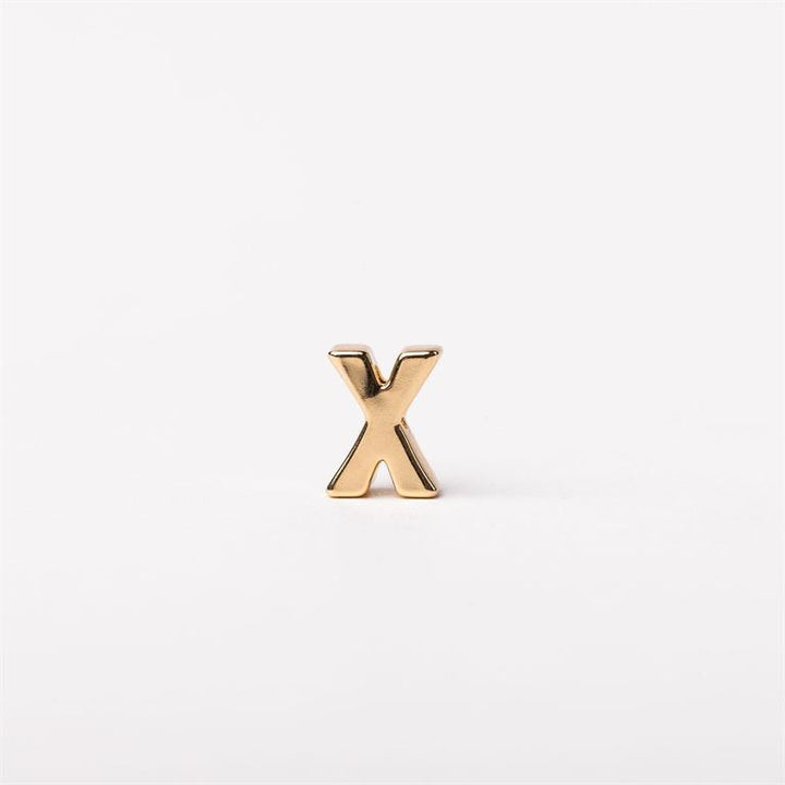 Small gold metallic letter "X" charm. Available in 6mm and 10mm sizes. Customizable for necklaces.