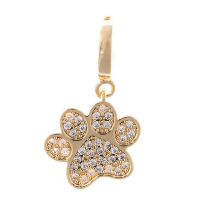 18K gold plated paw print charm with crystals; attaches to Sophie Charm Necklace Bar; available in one size.