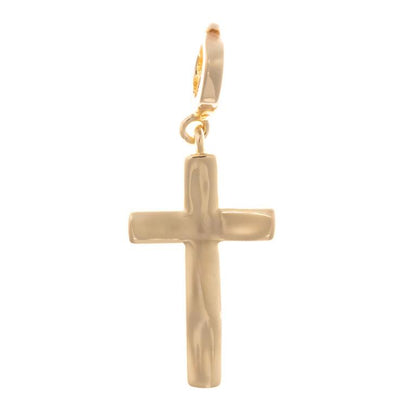 18K gold plated Sophie Clip-On Charm Necklace Bar with smooth cross pendant and swappable charms. Available in multiple sizes.
