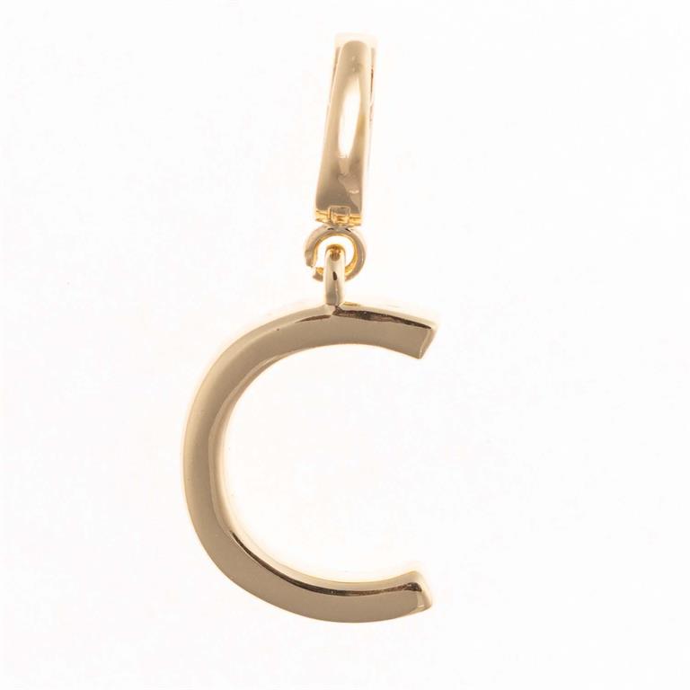 18K gold plated "C" pendant with top loop; available in small and large sizes.