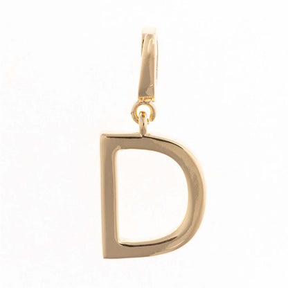 18K gold-plated uppercase "D" pendant with small loop, clip-on charm. Available in multiple sizes.