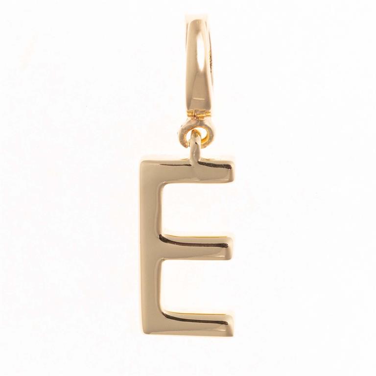 Sophie Clip-On Charm Necklace Bar with 18K gold-plated "E" pendant. Charms are interchangeable. Available in multiple sizes.