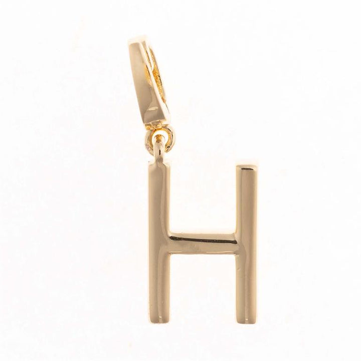 18K gold plated "H" pendant with top loop for easy attachment; available in multiple sizes.