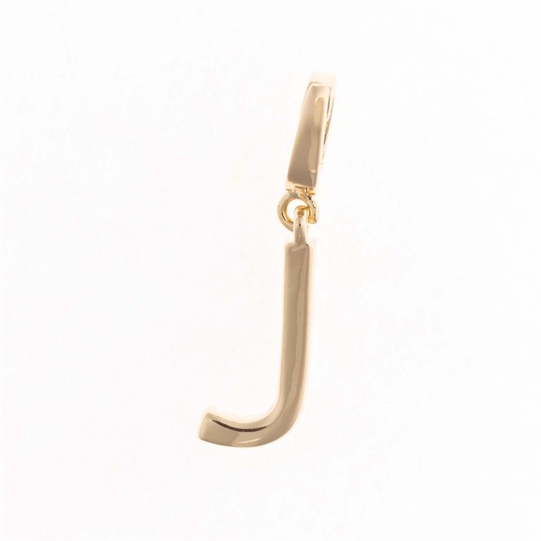 18K gold-plated "J" pendant with a small top loop, designed for easy attachment. Available sizes: small, medium, large.
